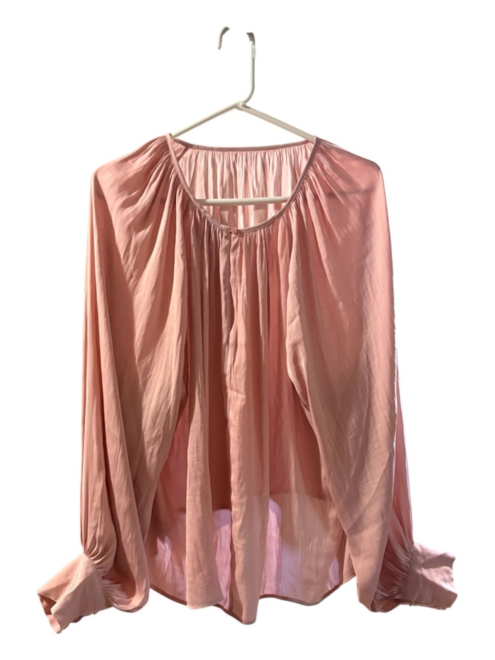 Old Navy Peach Pink Pleated Long-Sleeve Blouse - Picture 4 of 6